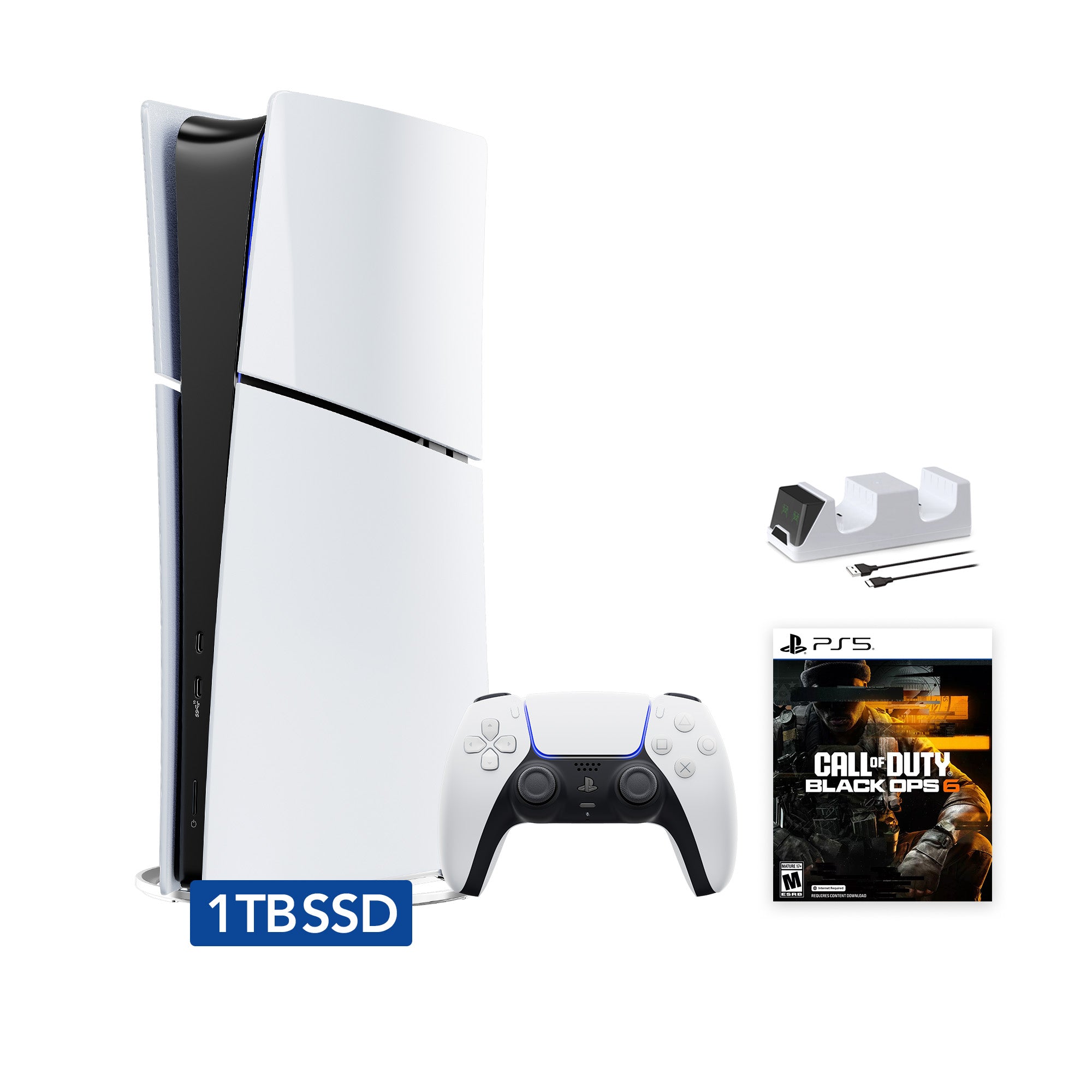 2025 New PlayStation 5 Slim Digital Edition Call of Duty: Black Ops 6 Bundle and Mytrix Controller Charger - White, Slim PS5 1TB PCIe SSD Gaming Console 2025 New PlayStation 5 Slim Digital Edition Call of Duty: Black Ops 6 Bundle and Mytrix Controller Charger - White, Slim PS5 1TB PCIe SSD Gaming Console